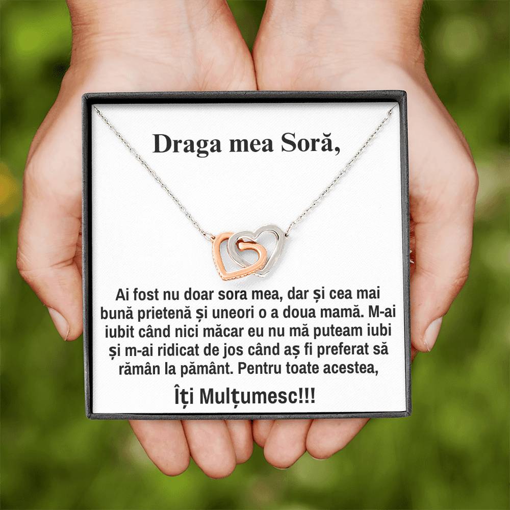 Draga mea Sora – Colier Inimi Pereche
