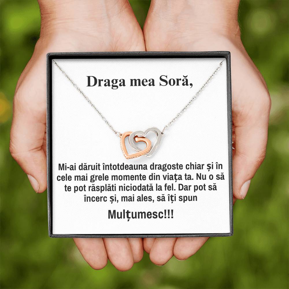 Draga mea, Sora – Colier Inimi Pereche