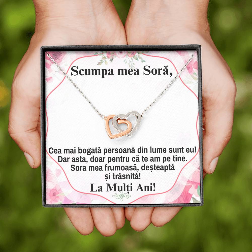 Pentru Draga mea, Sora – Colier Inimi Pereche