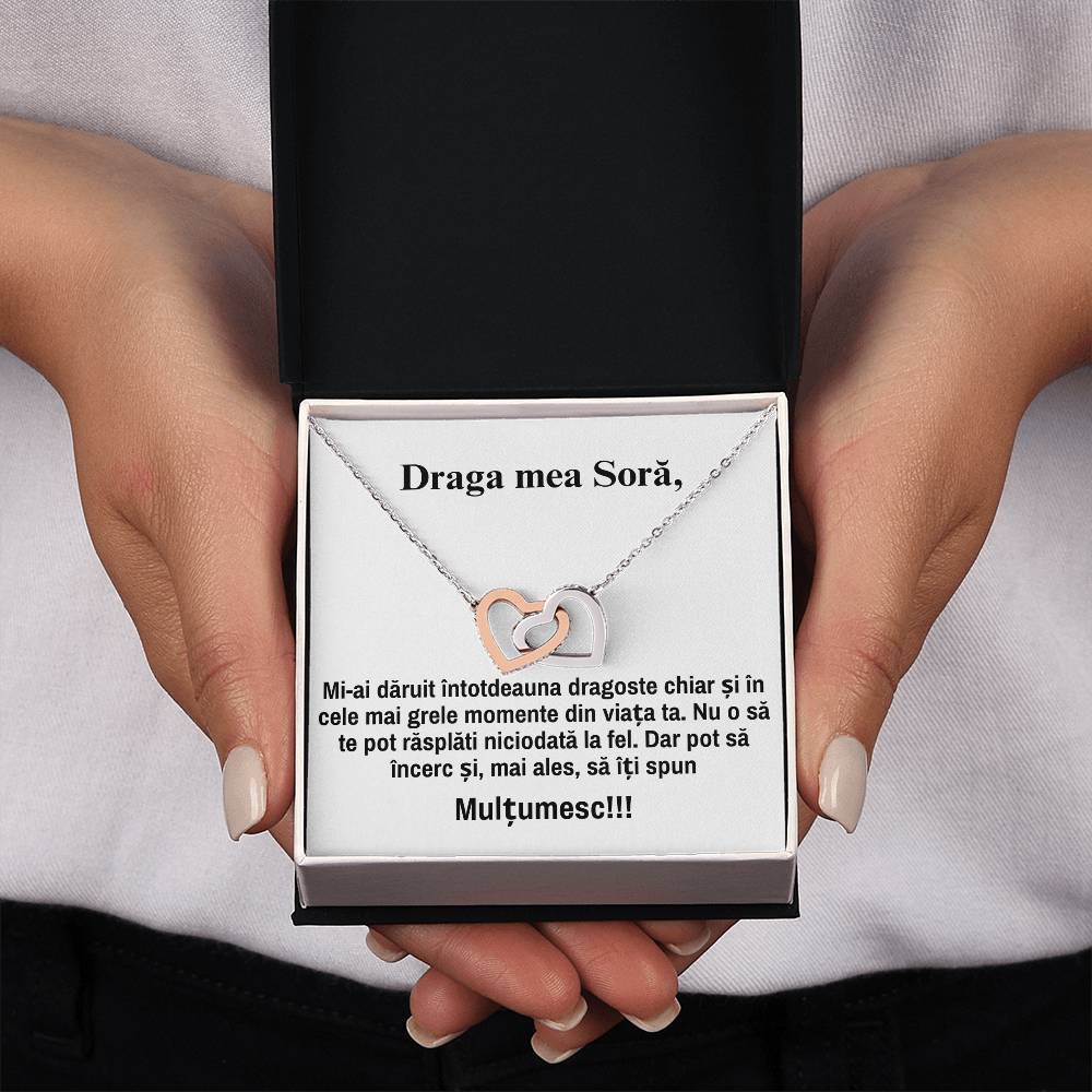 Draga mea, Sora – Colier Inimi Pereche