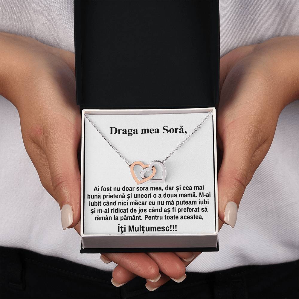 Draga mea Sora – Colier Inimi Pereche