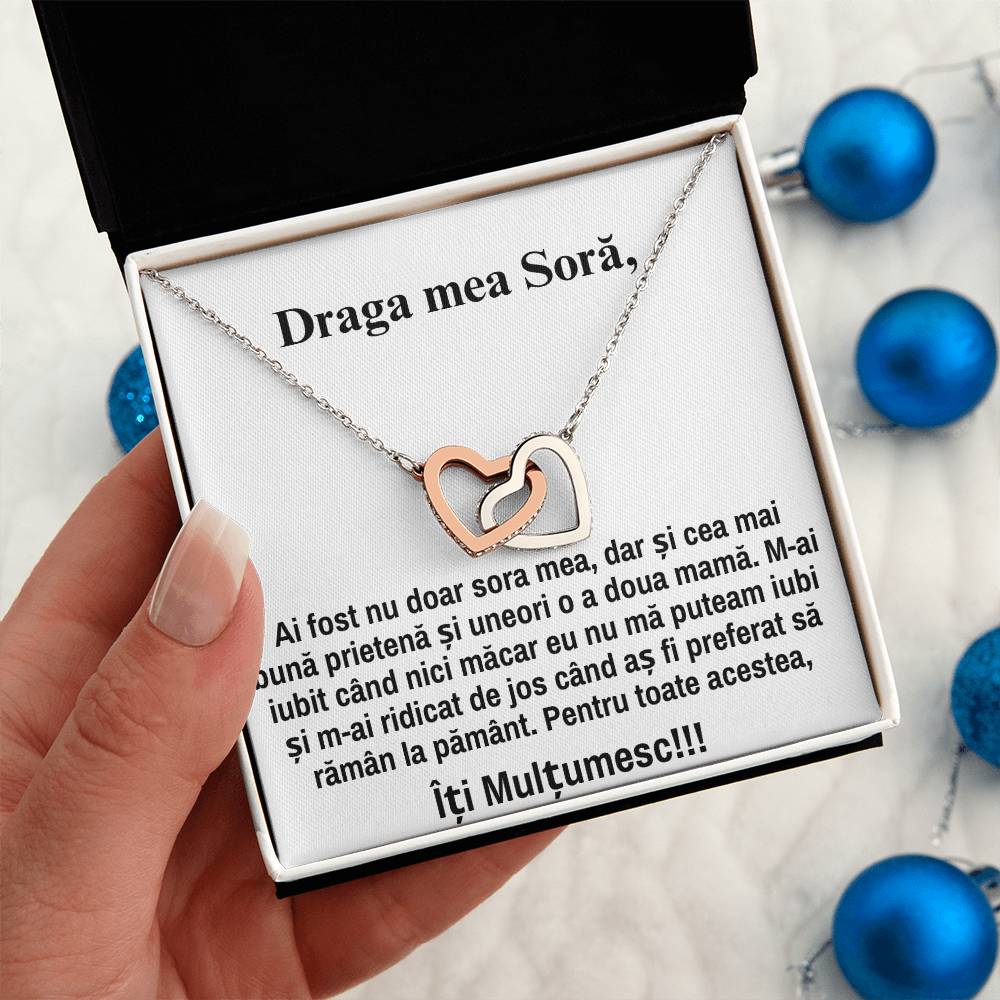 Draga mea Sora – Colier Inimi Pereche