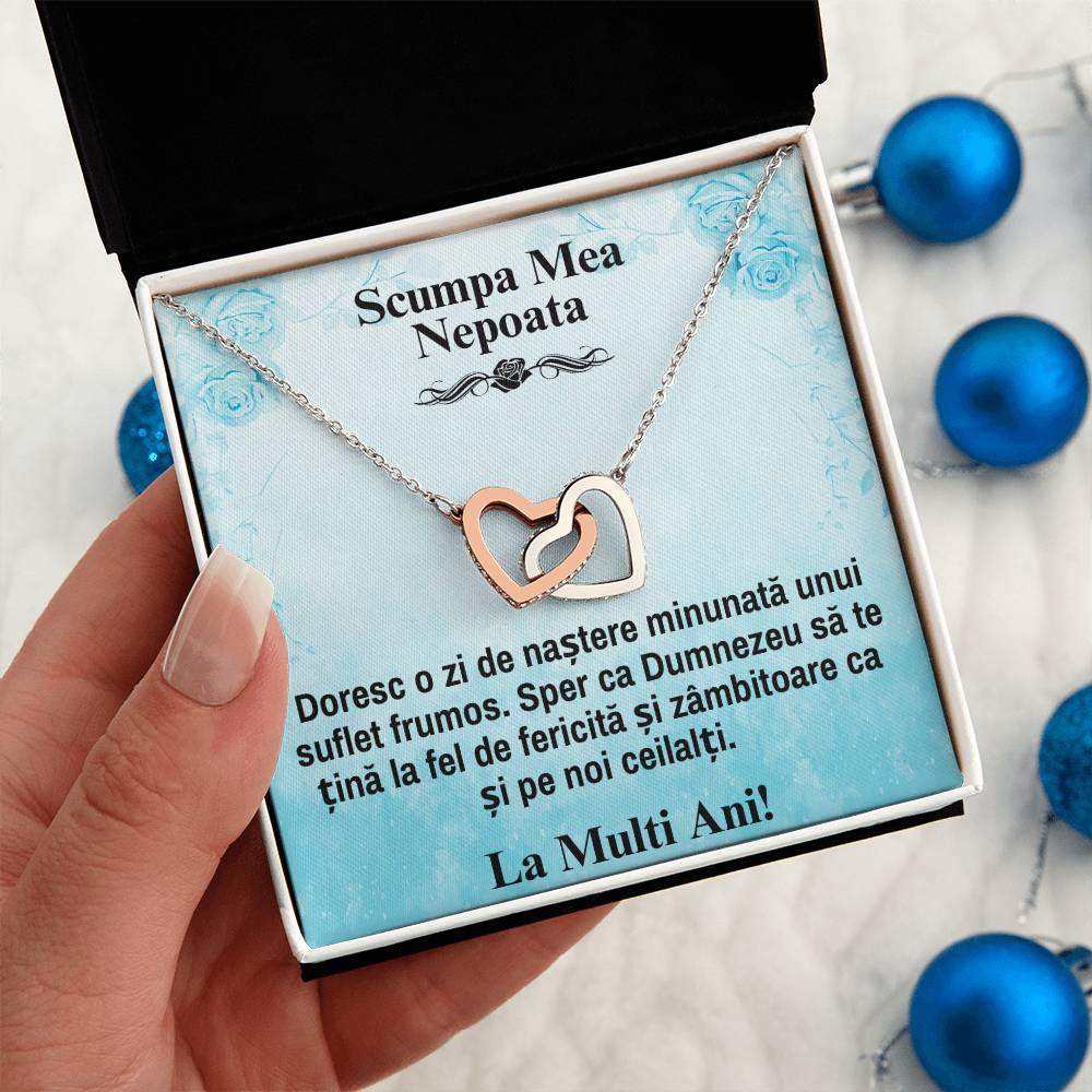 Draga Mea, Nepoata – Colier Inimi Pereche - La Multi Ani
