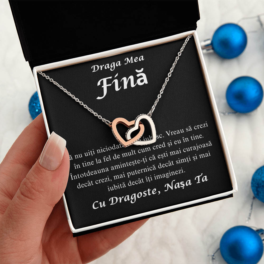 Cadou pentru fina mea draga  - Colier Inimi Pereche