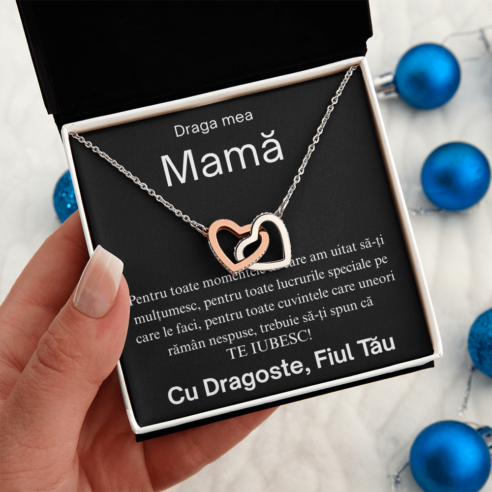 Cadou pentru Mama mea draga  - Colier Inimi Pereche