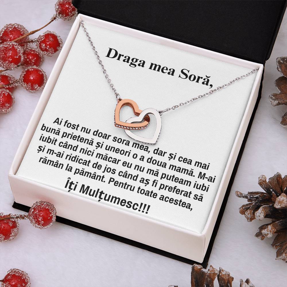 Draga mea Sora – Colier Inimi Pereche