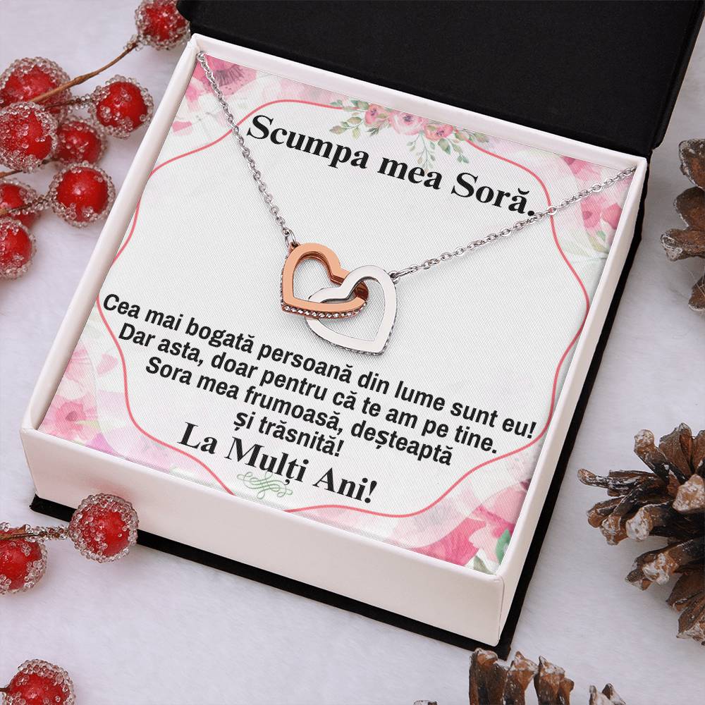 Pentru Draga mea, Sora – Colier Inimi Pereche
