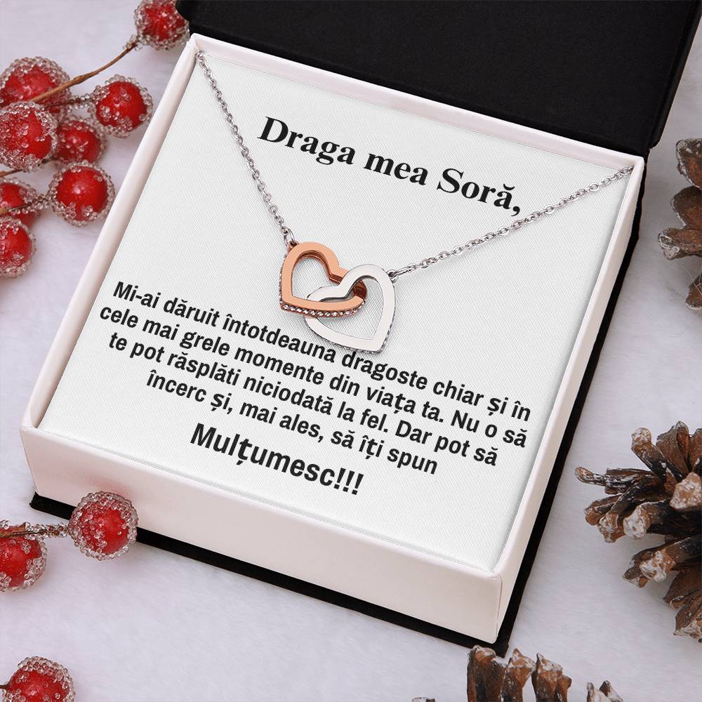 Draga mea, Sora – Colier Inimi Pereche