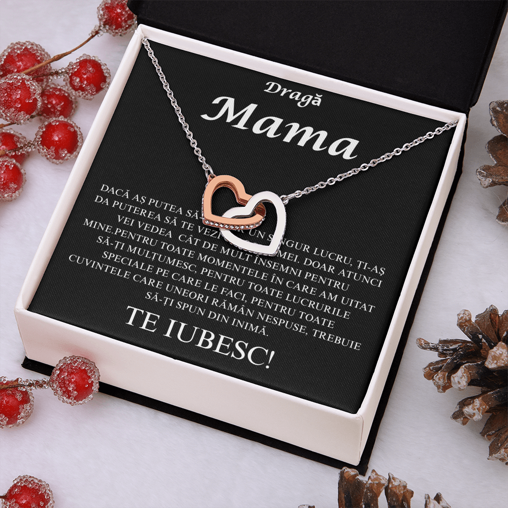 Cadou pentru mama mea draga  - Colier Inimi Pereche