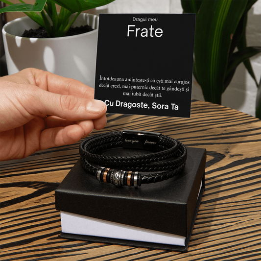 Ajándék drága testvéremnek - Fonott bőr karkötő