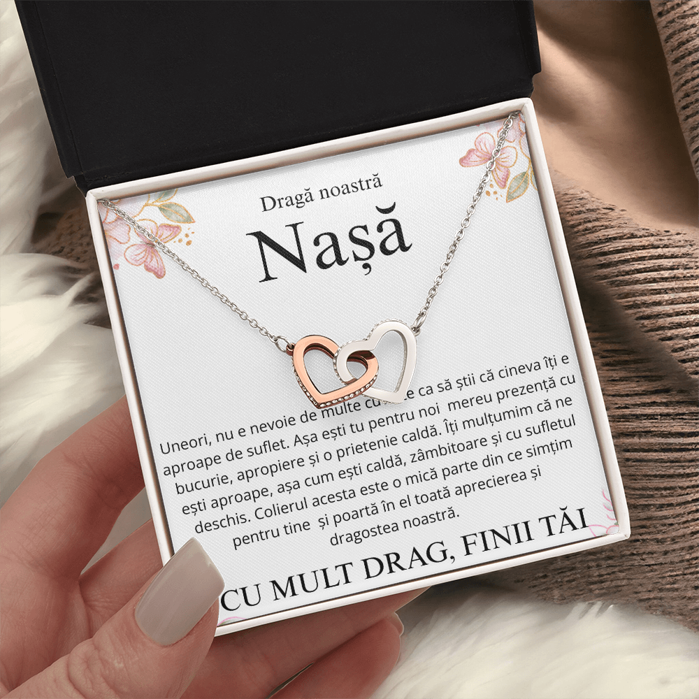 Cadou pentru scumpa mea nasa- Colier Inimi Pereche