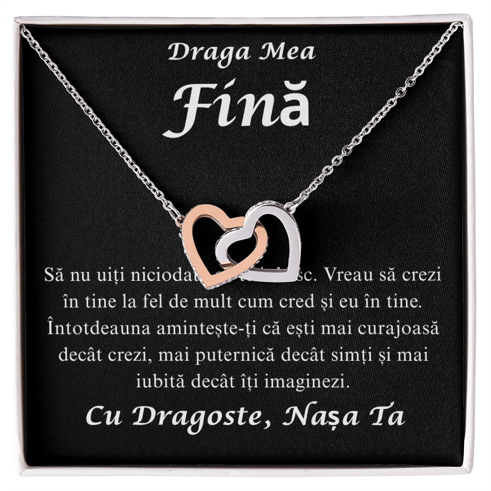 Cadou pentru fina mea draga  - Colier Inimi Pereche