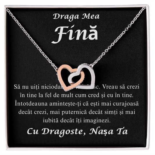 Cadou pentru fina mea draga  - Colier Inimi Pereche