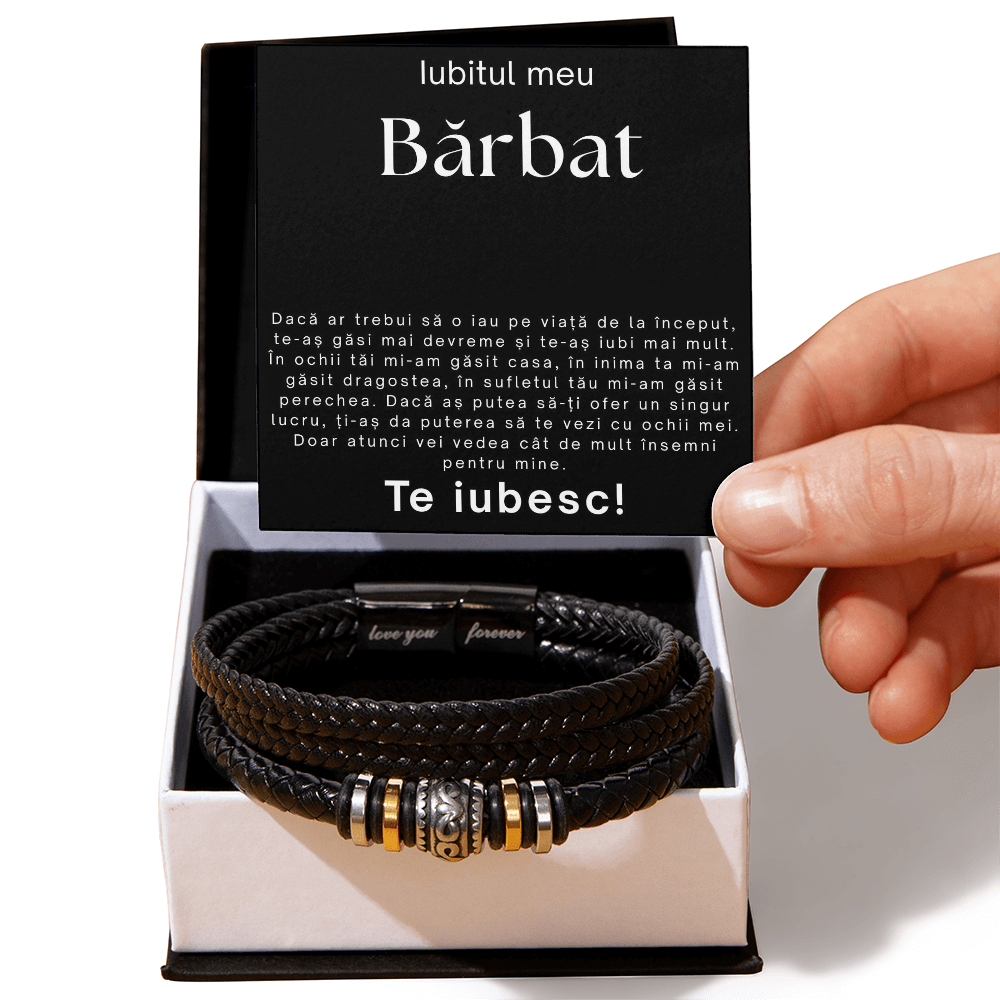 Cadou pentru scumpul meu iubit- Brățara Piele Împletită