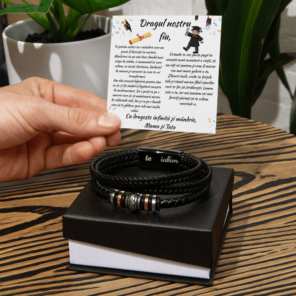 Gift for our dear son - Braided Leather Bracelet