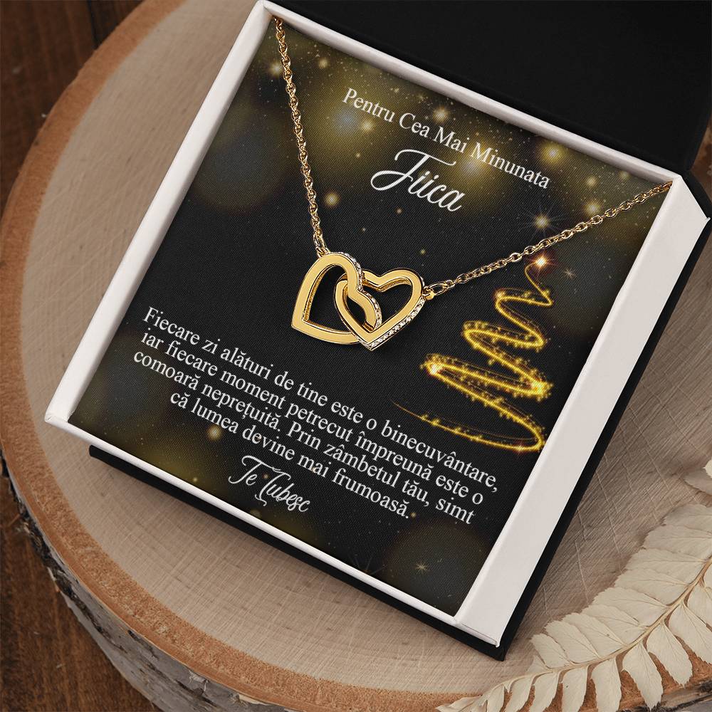 For the Most Wonderful Daughter. Pair of Hearts Necklace