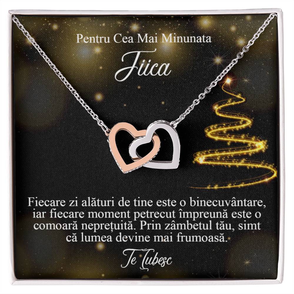 For the Most Wonderful Daughter. Pair of Hearts Necklace
