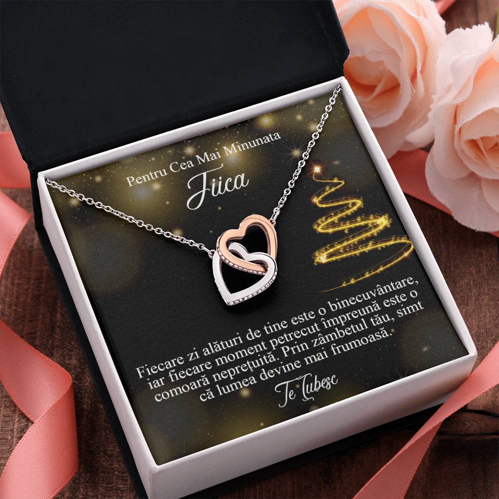 For the Most Wonderful Daughter. Pair of Hearts Necklace
