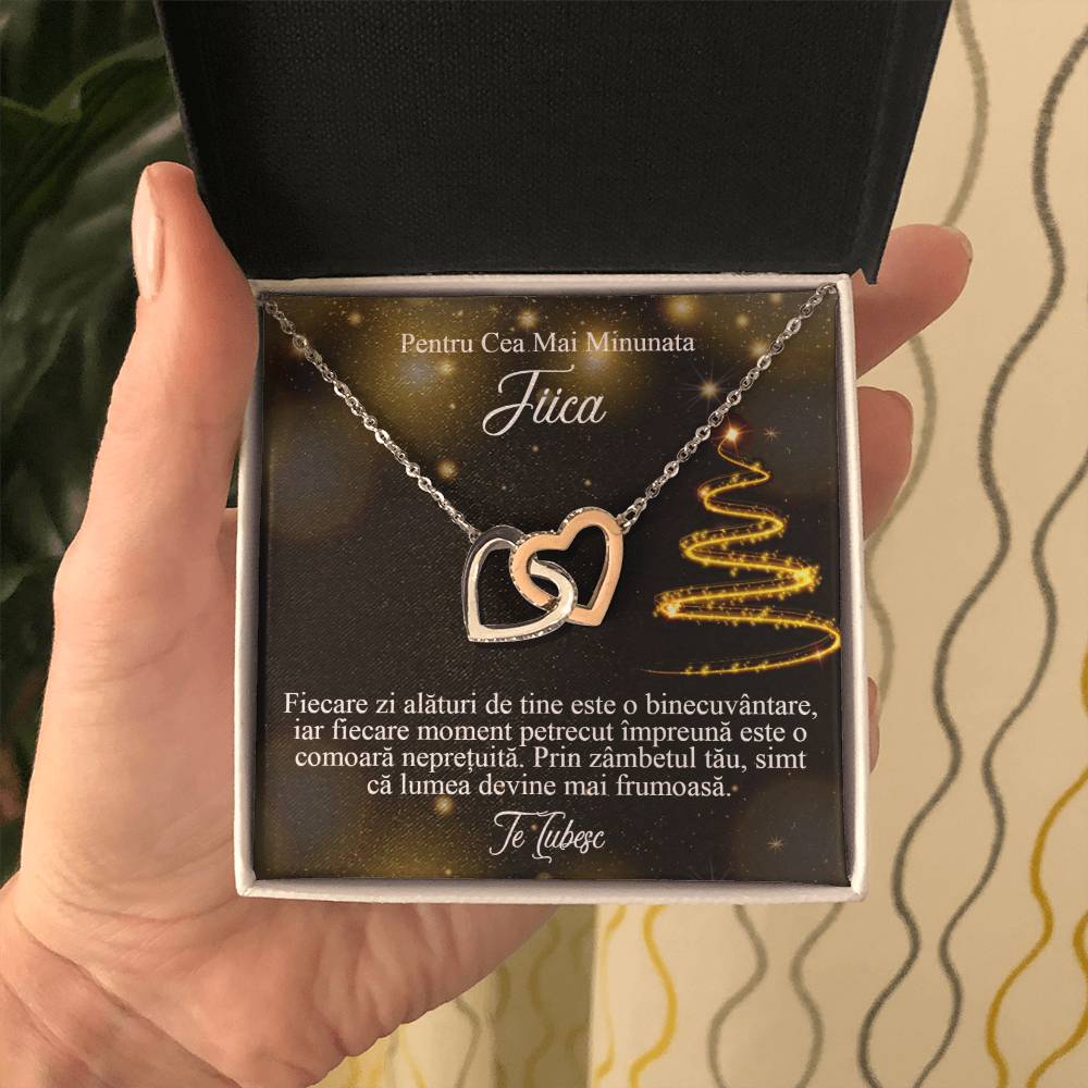 For the Most Wonderful Daughter. Pair of Hearts Necklace