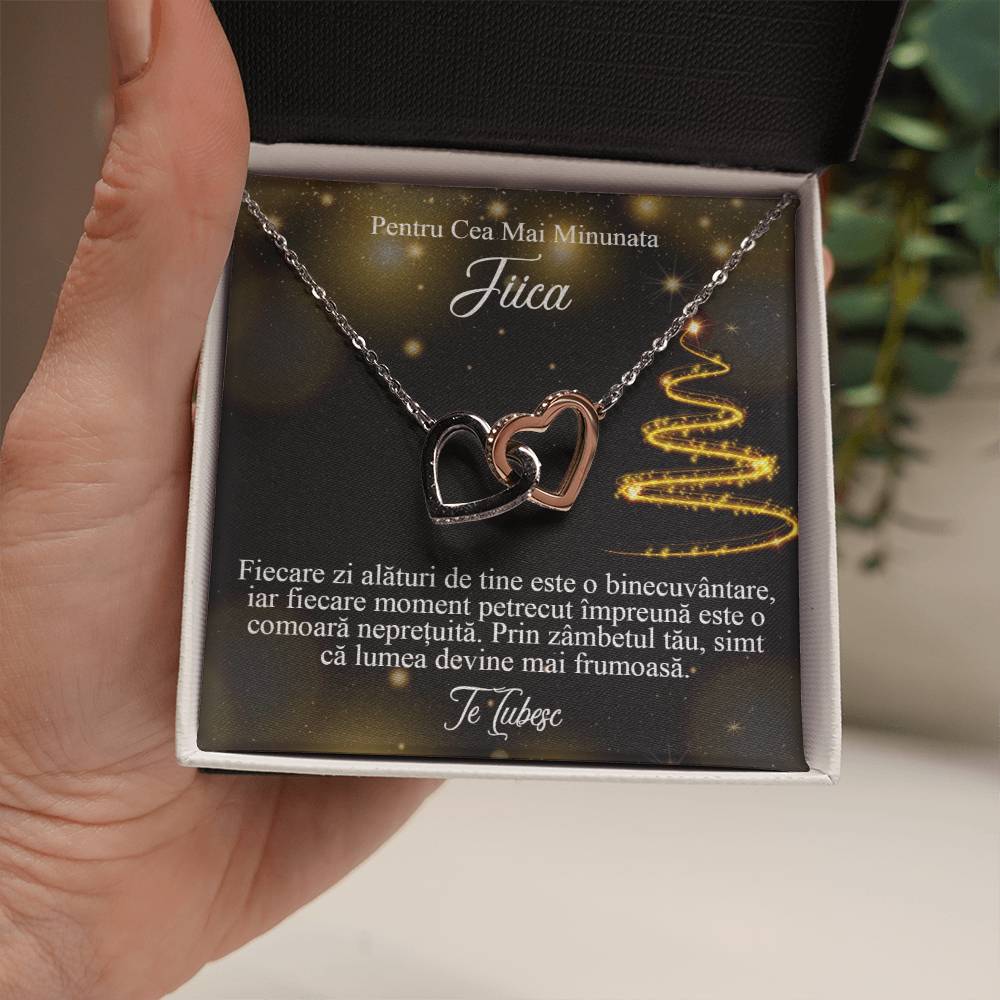 For the Most Wonderful Daughter. Pair of Hearts Necklace