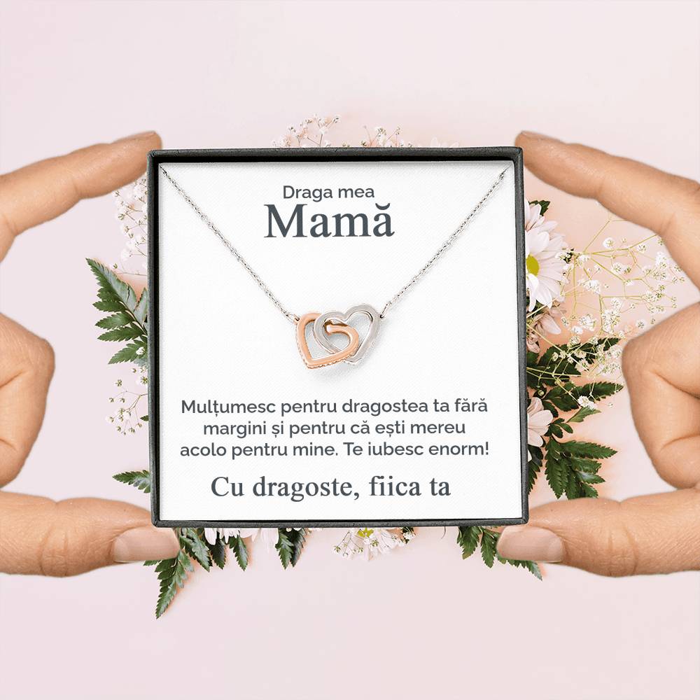 My dear mother - From your daughter - Pair of hearts necklace