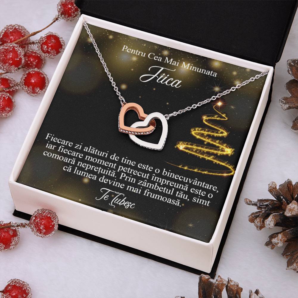 For the Most Wonderful Daughter. Pair of Hearts Necklace