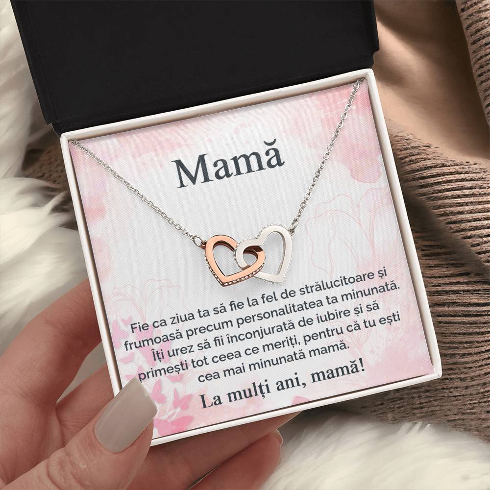Happy Birthday Mom - pair of hearts necklace