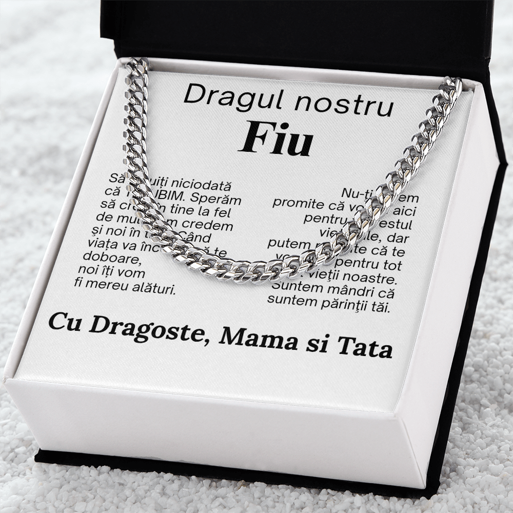 Pentru Fiu- de la Mama si Tata -Lantisor Cuban Link