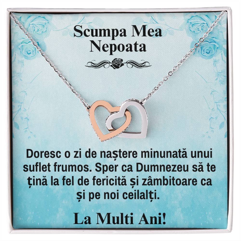 My Dear Niece – Pair of Hearts Necklace - Happy Birthday
