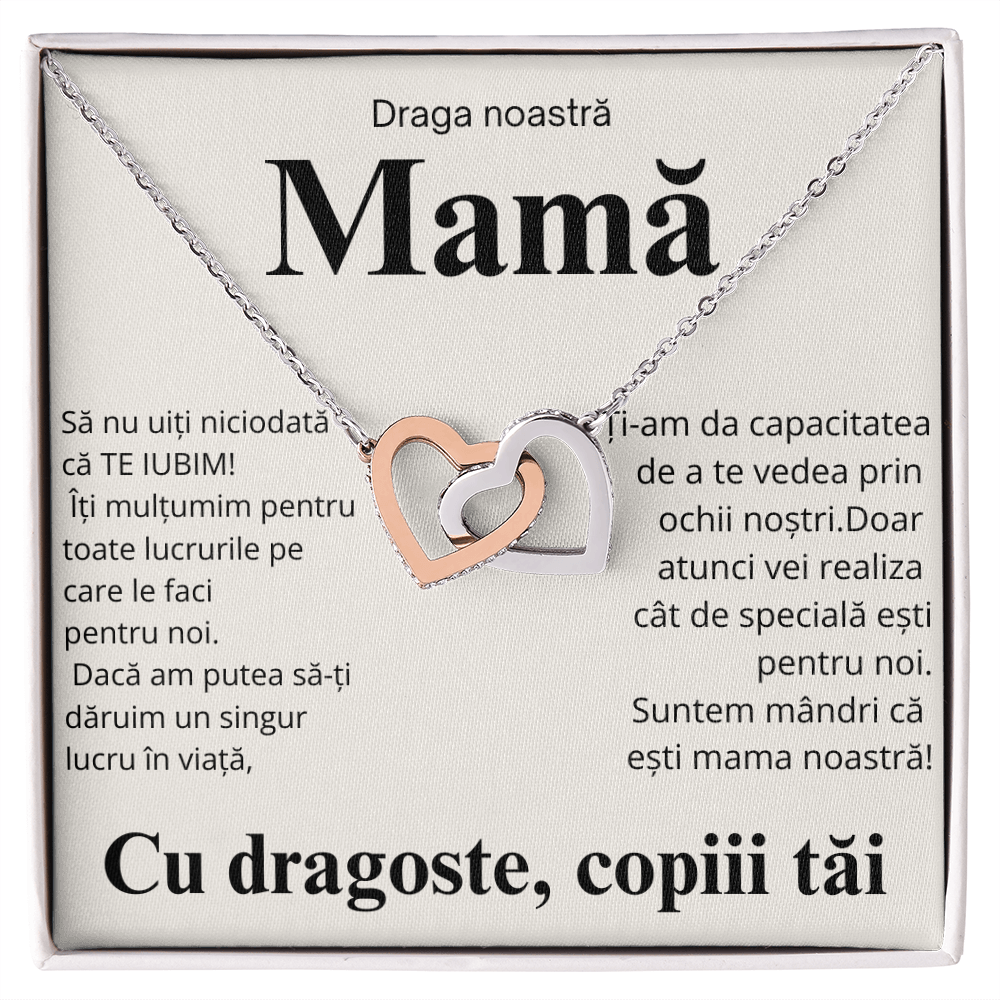 Cadou pentru mama mea draga  - Colier Inimi Pereche