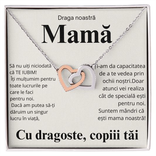 Cadou pentru mama mea draga  - Colier Inimi Pereche