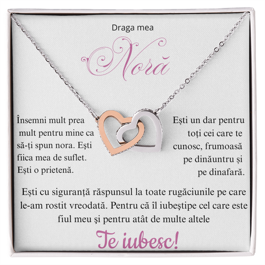 Cadou pentru nora mea draga  - Colier Inimi Pereche