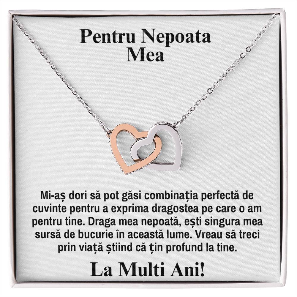 Pentru A Mea Nepoata -  Colier Inimi Pereche - La Multi Ani