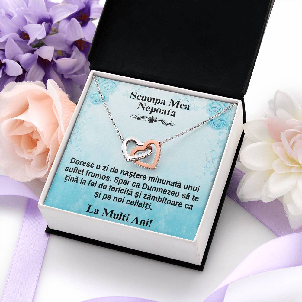 My Dear Niece – Pair of Hearts Necklace - Happy Birthday