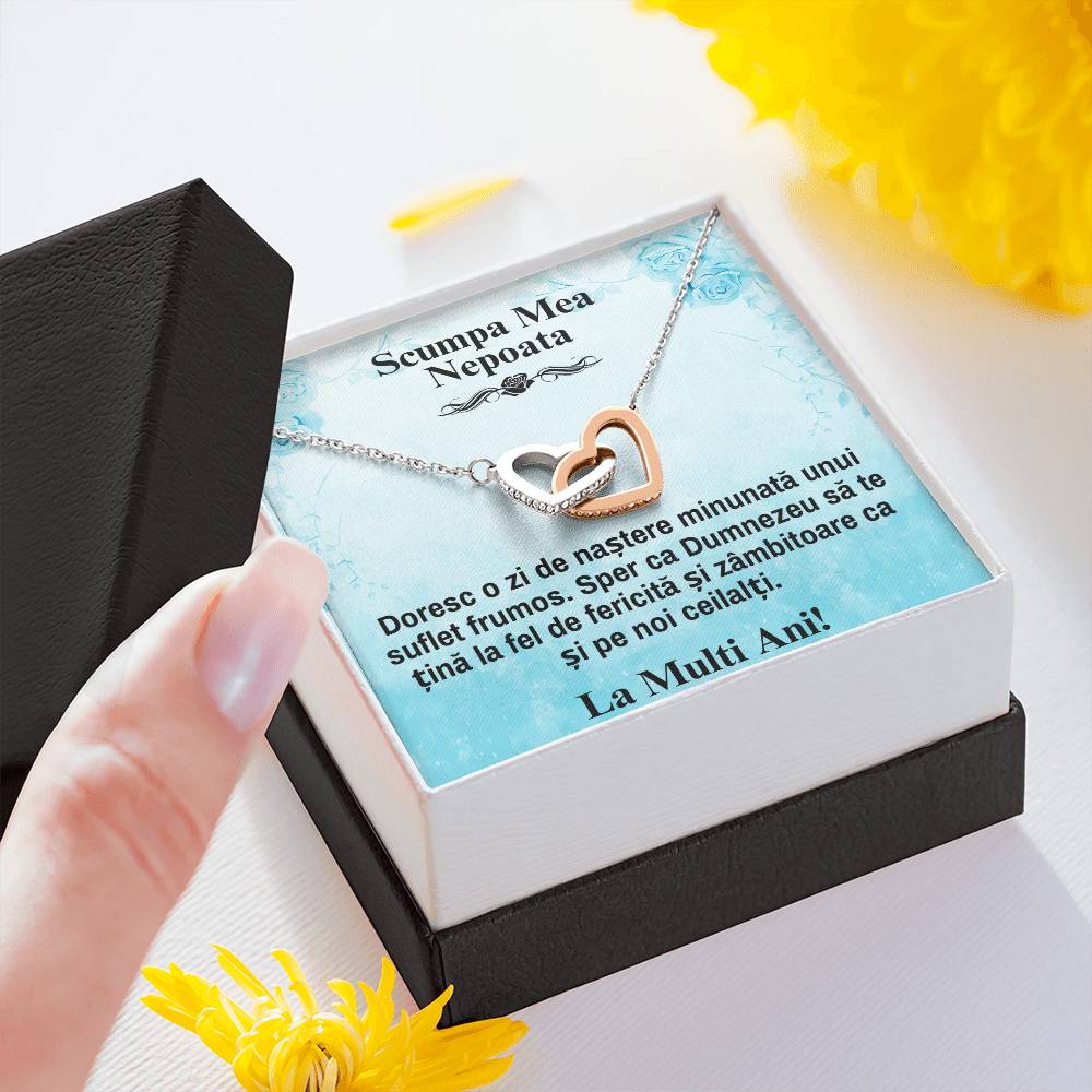 My Dear Niece – Pair of Hearts Necklace - Happy Birthday