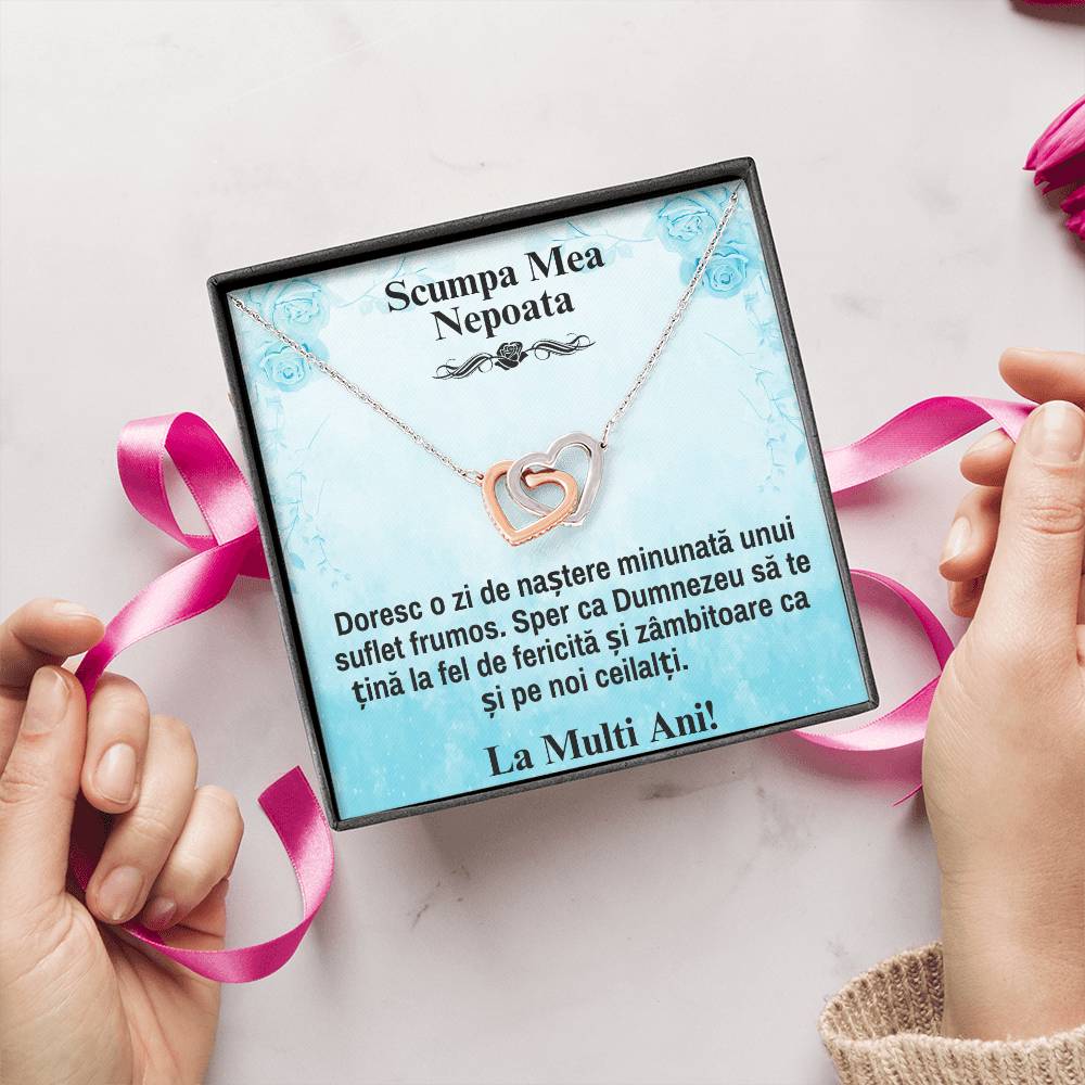 My Dear Niece – Pair of Hearts Necklace - Happy Birthday