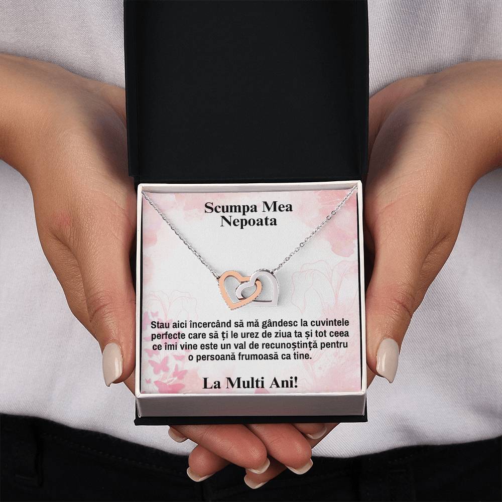 Draga Mea, Nepoata - La Multi Ani - Colier Inimi Pereche