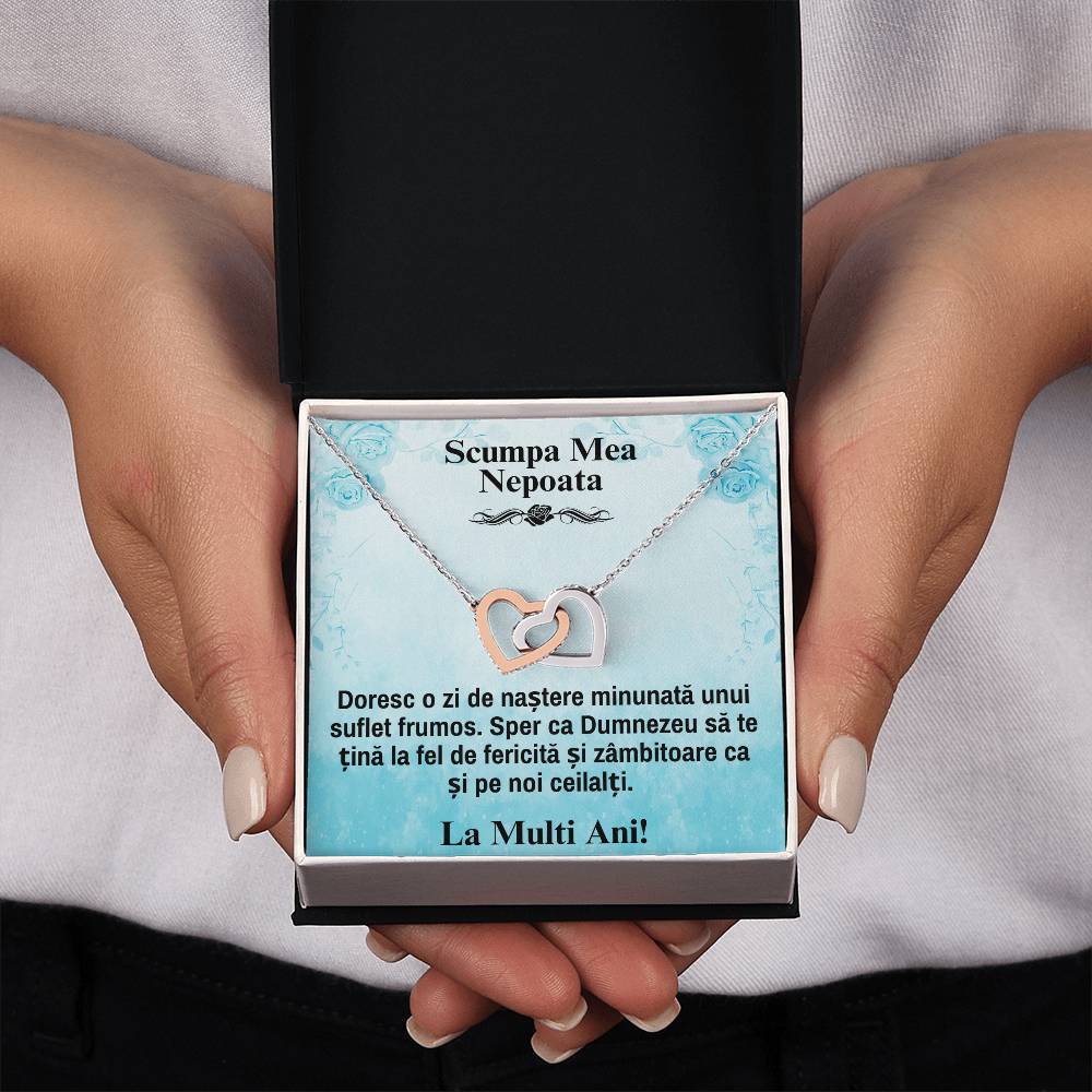My Dear Niece – Pair of Hearts Necklace - Happy Birthday
