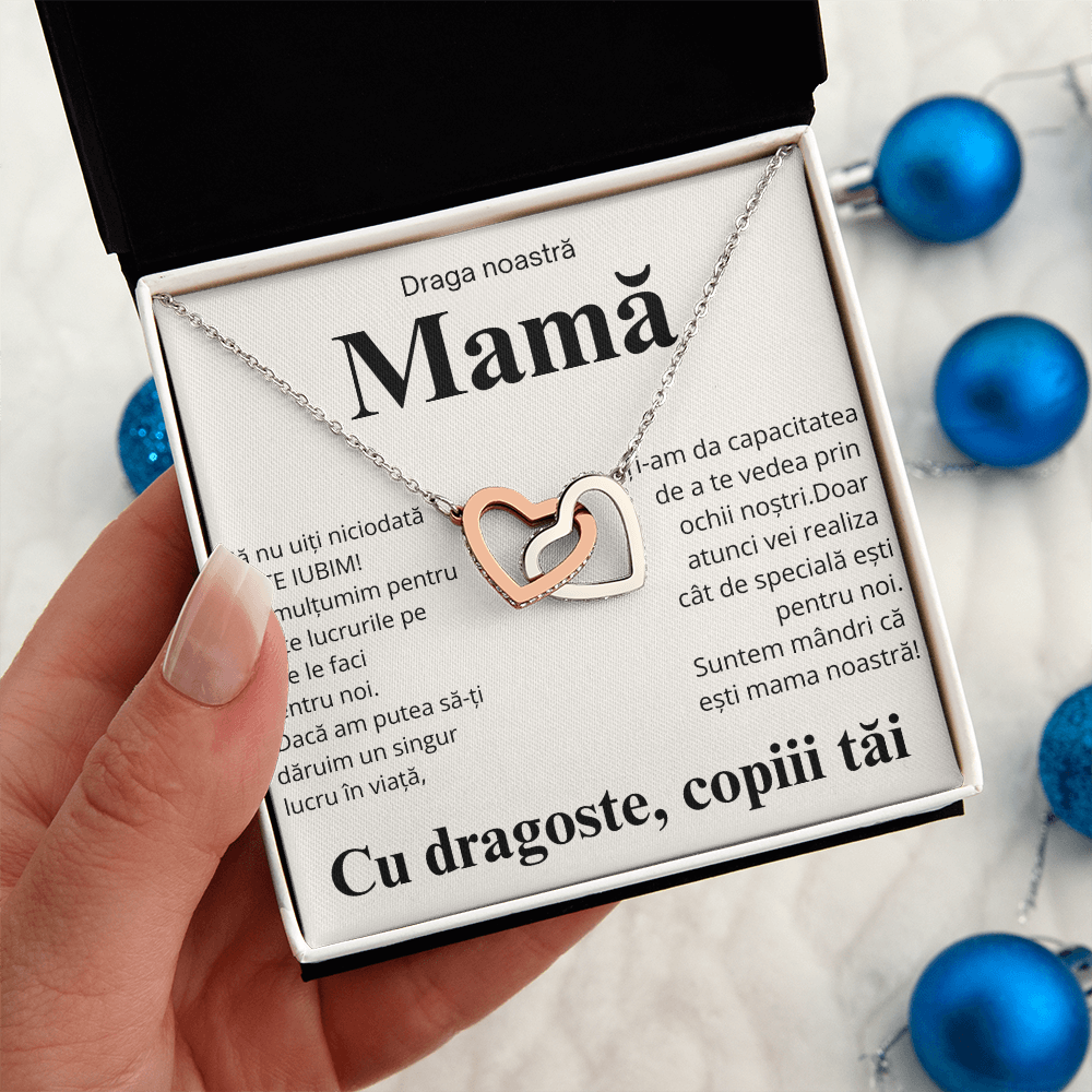 Cadou pentru mama mea draga  - Colier Inimi Pereche