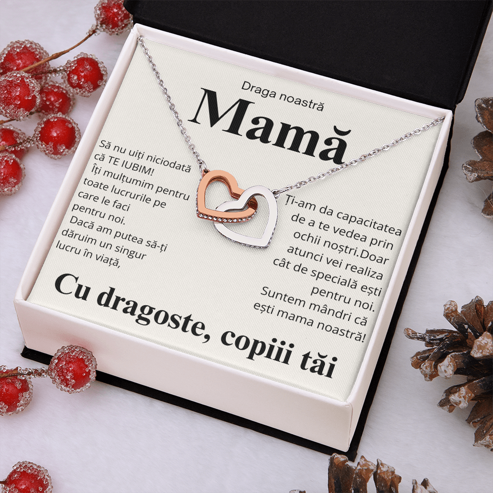 Cadou pentru mama mea draga  - Colier Inimi Pereche