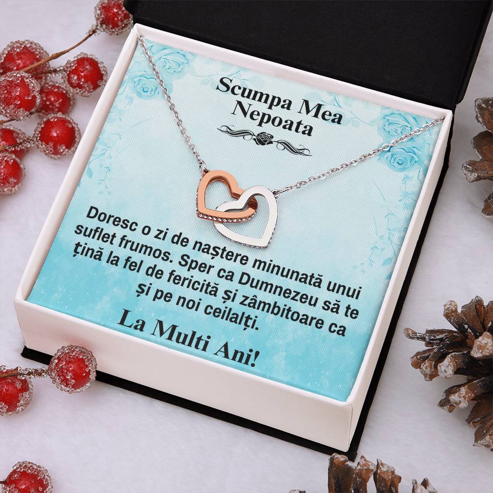 My Dear Niece – Pair of Hearts Necklace - Happy Birthday
