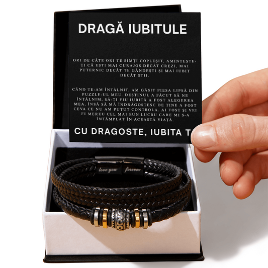 Cadou pentru scumpul meu iubit- Brățara Piele Împletită